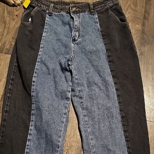 Hengsheng Two-Tone Jeans Blue Black Vintage Xl Women Retro